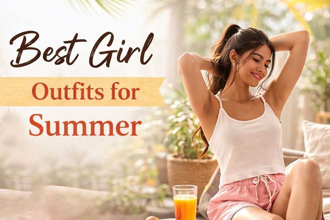 गर्मियों के लिए girls के comfortable और stylish outfits जैसे Cotton Kurti Palazzo और Tank Top Shorts summer fashion look