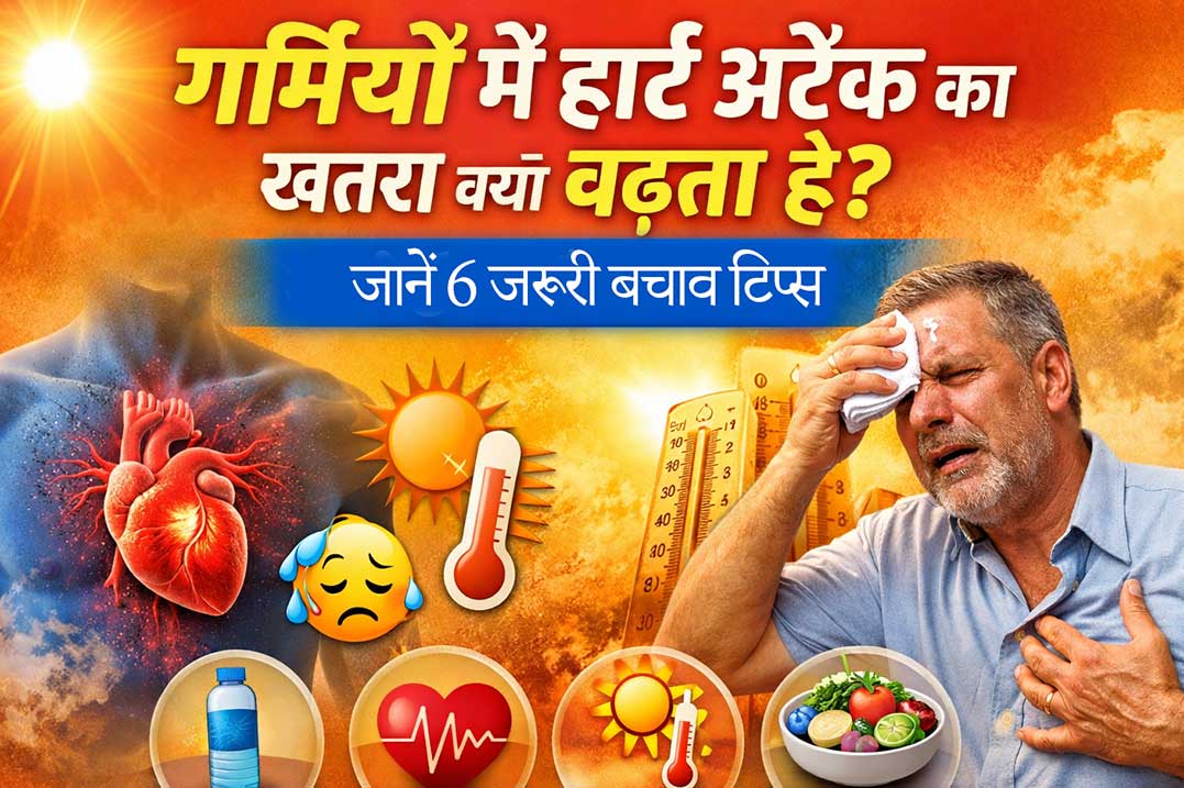 गर्मियों में हार्ट अटैक का खतरा, हीट वेव और डिहाइड्रेशन से दिल पर असर दिखाता चित्र