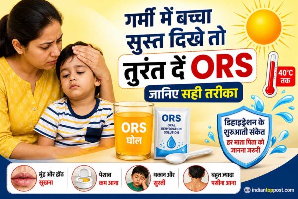 गर्मी में सुस्त बच्चे को ORS देने का सही तरीका बताती मां
