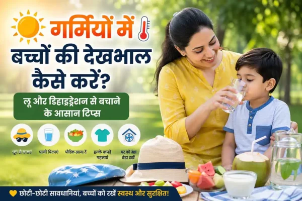 गर्मियों में मां बच्चे को पानी पिलाते हुए, बच्चों को लू और डिहाइड्रेशन से बचाने के टिप्स