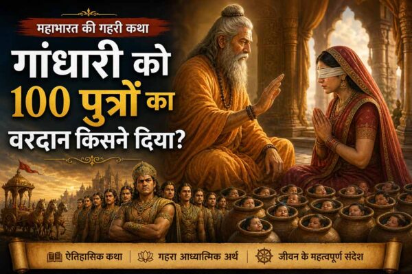 महाभारत में गांधारी को महर्षि वेदव्यास द्वारा 100 पुत्रों का वरदान देते हुए दृश्य
