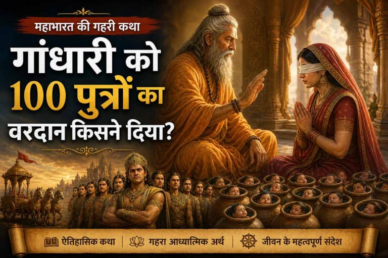 महाभारत में गांधारी को महर्षि वेदव्यास द्वारा 100 पुत्रों का वरदान देते हुए दृश्य