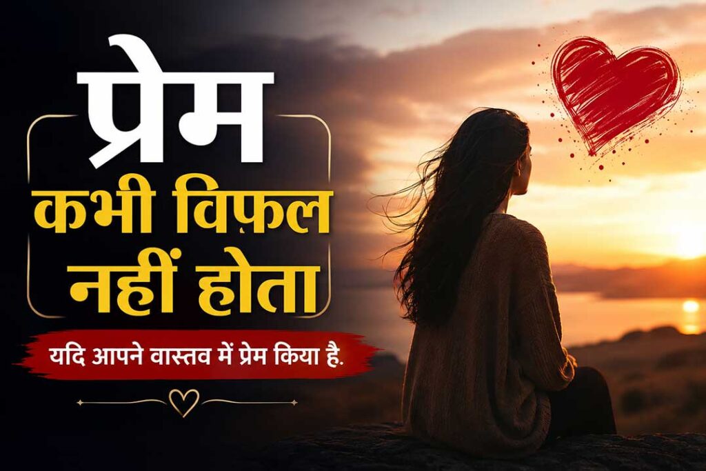 प्रेम कभी विफल नहीं होता यदि आपने वास्तव में प्रेम किया है विषय पर सूर्यास्त की ओर देखती महिला का प्रतीकात्मक दृश्यc