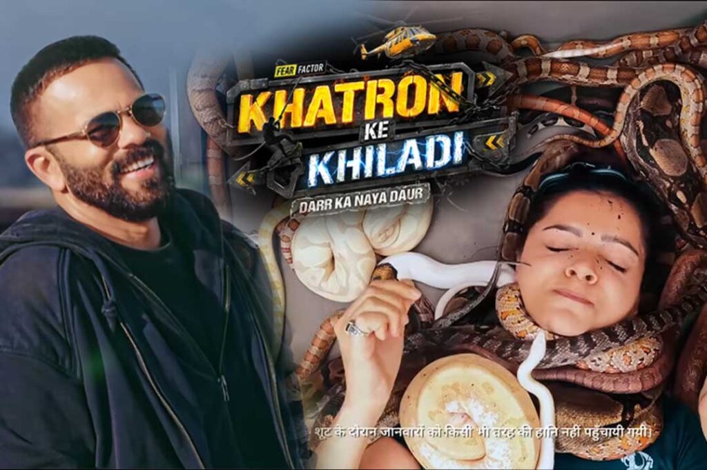 Khatron Ke Khiladi 15 के प्रोमो में सांपों से घिरी नजर आईं रुबीना दिलैक, जबकि रोहित शेट्टी मुस्कुराते हुए स्टंट को देखते दिखाई दे रहे हैं।