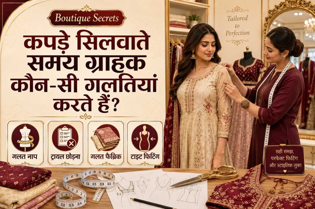 कपड़े सिलवाते समय ग्राहक की आम गलतियां और बुटीक में परफेक्ट फिटिंग के टिप्स