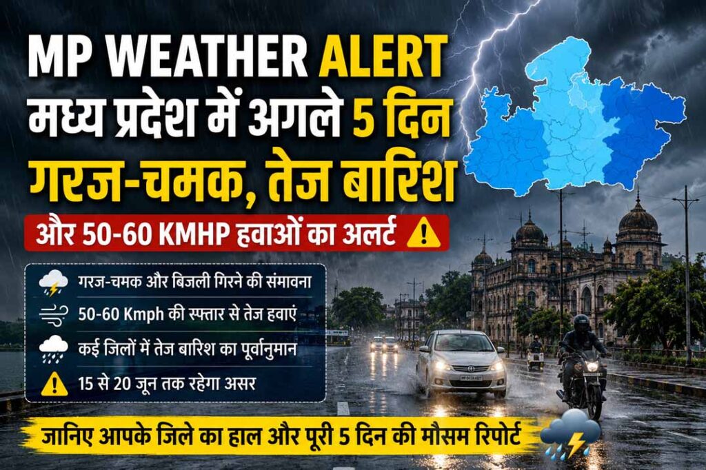 MP Weather Alert: मध्य प्रदेश में अगले 5 दिन गरज-चमक, तेज बारिश और 50-60 Kmph हवाओं का अलर्ट