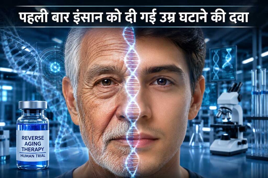 पहली बार इंसान को दी गई रिवर्स एजिंग जीन थेरेपी को दर्शाता प्रतीकात्मक चित्र