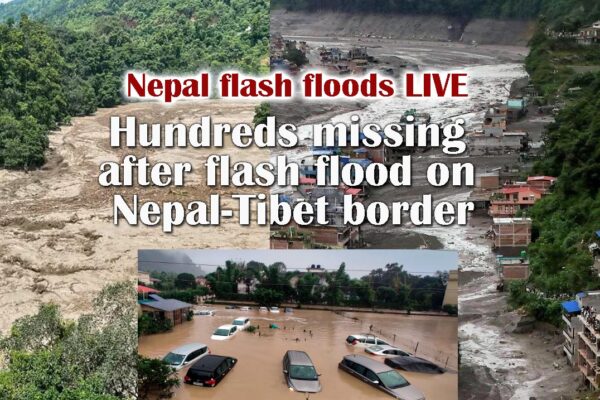 नेपाल के रासुवा में फ्लैश फ्लड के बाद तबाही और राहत-बचाव का दृश्य