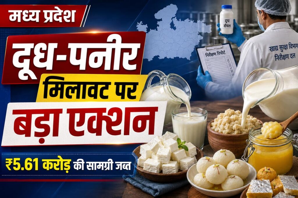 मध्य प्रदेश में दूध-पनीर मिलावट पर खाद्य विभाग की कार्रवाई, ₹5.61 करोड़ की खाद्य सामग्री जब्त